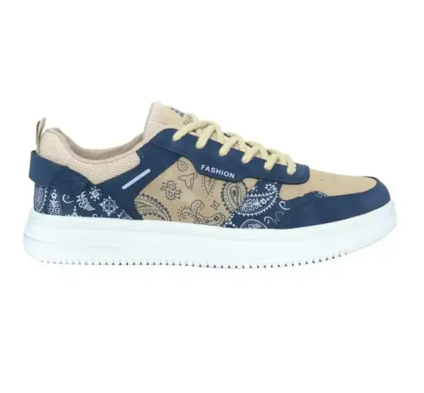Blue/Brown color  Synthetic Round Toe Lace-Up Closure Casual/Sport Sneakers Men Women